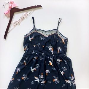 Xhilaration Bird Sun Dress w/ Mesh Neckline